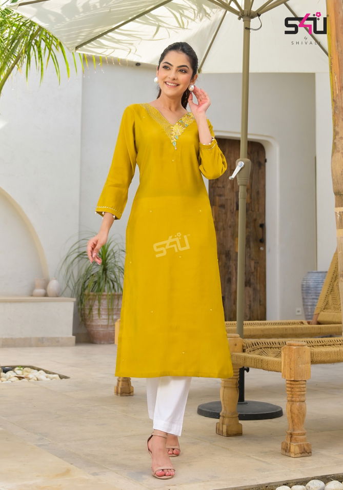 Glamour By S4u Designer Roman Silk Kurtis Wholesale Market In Surat